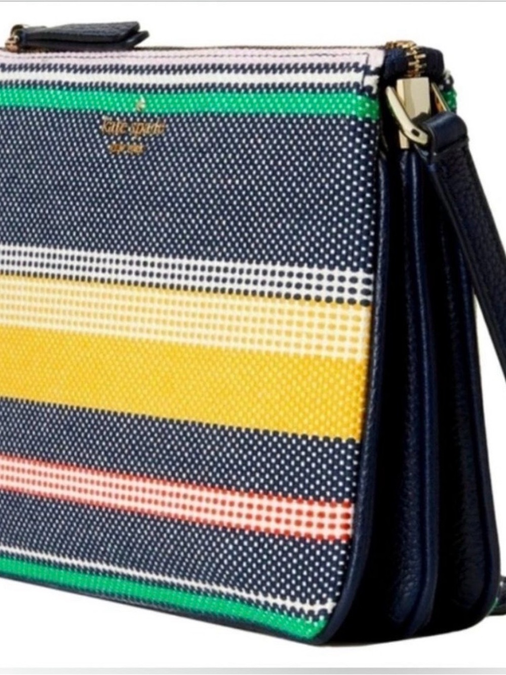 kate spade Navy Multi Striped Leather Crossbody